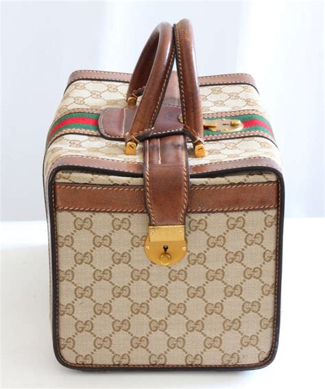 Gucci Logo Doctors Bag Train Case Vanity Webbing Travel Carry 